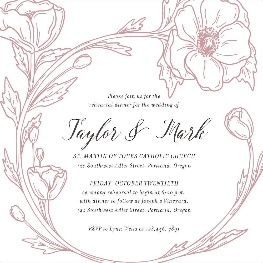 Floral Frame Square Rehearsal Dinner Invitation