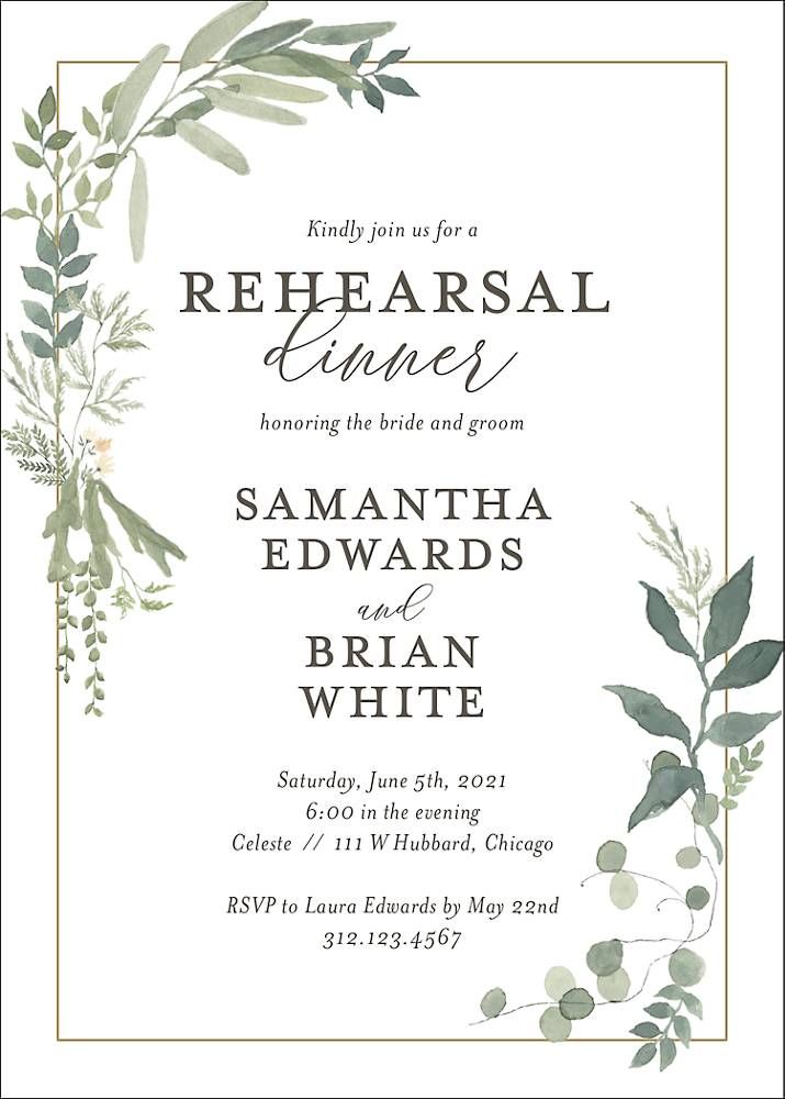 Verdant Wreath Rehearsal Dinner Invitation