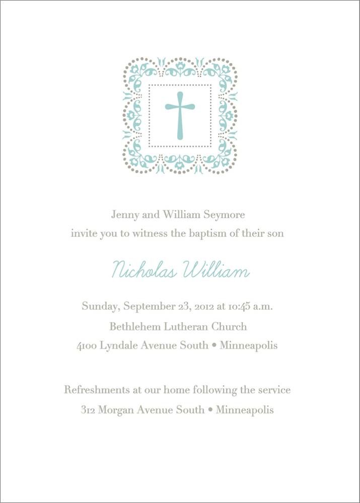 Ornamental Cross Baptism Invitation