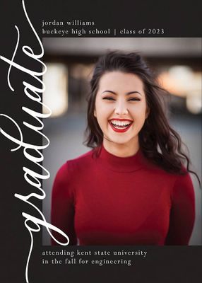 Vertical Script Graduation Announcement