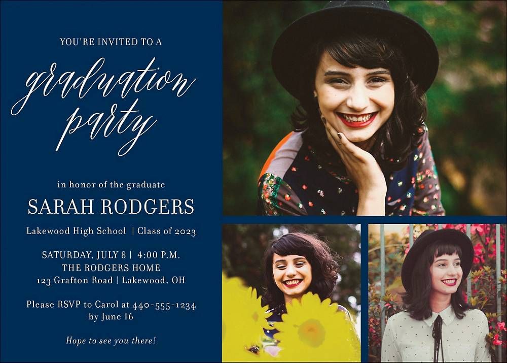 Horizontal Photo Grid Graduation Party Invitation