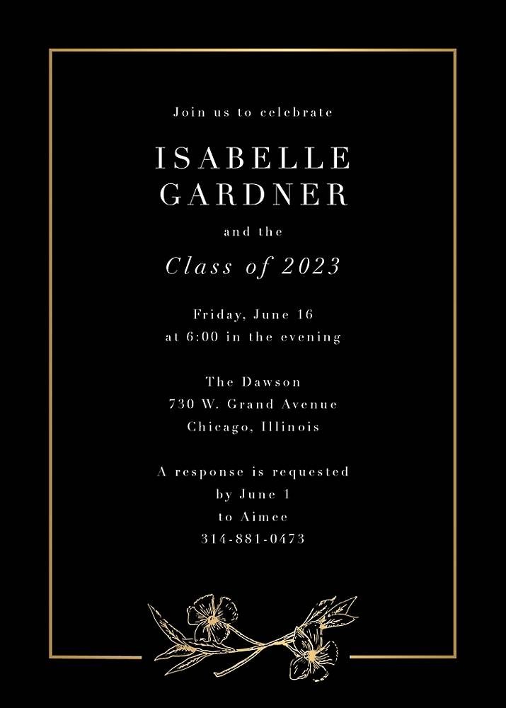 Cypress Flower Graduation Party Invitation