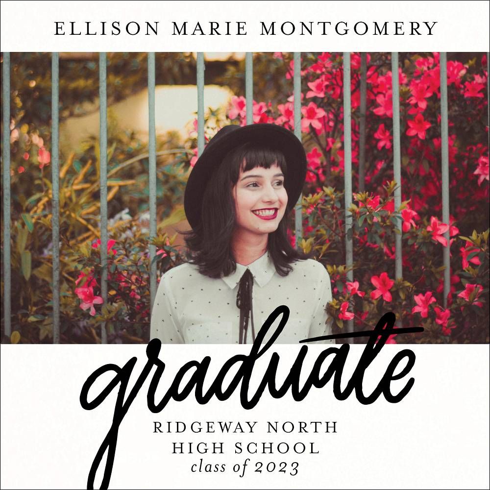 Graduate Script Square Graduation Announcement