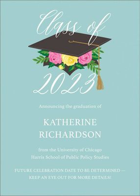 Floral Cap Graduation Announcement