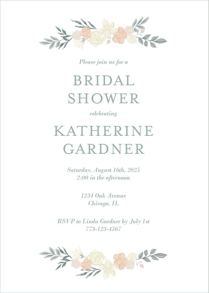 Soft Foliage Bridal Shower Invitation