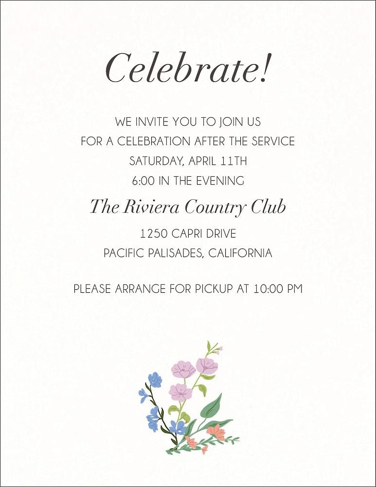 Wildflower Star Bat Mitzvah Information Card