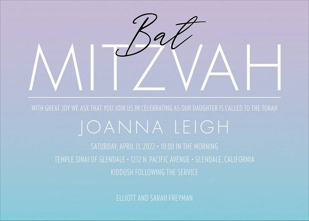 Ombre Bat Mitzvah Invitation