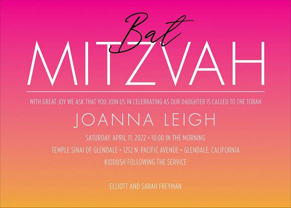Ombre Bat Mitzvah Invitation