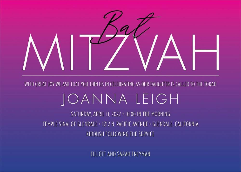 Ombre Bat Mitzvah Invitation