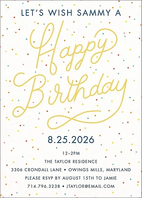 Confetti Birthday Party Invitation