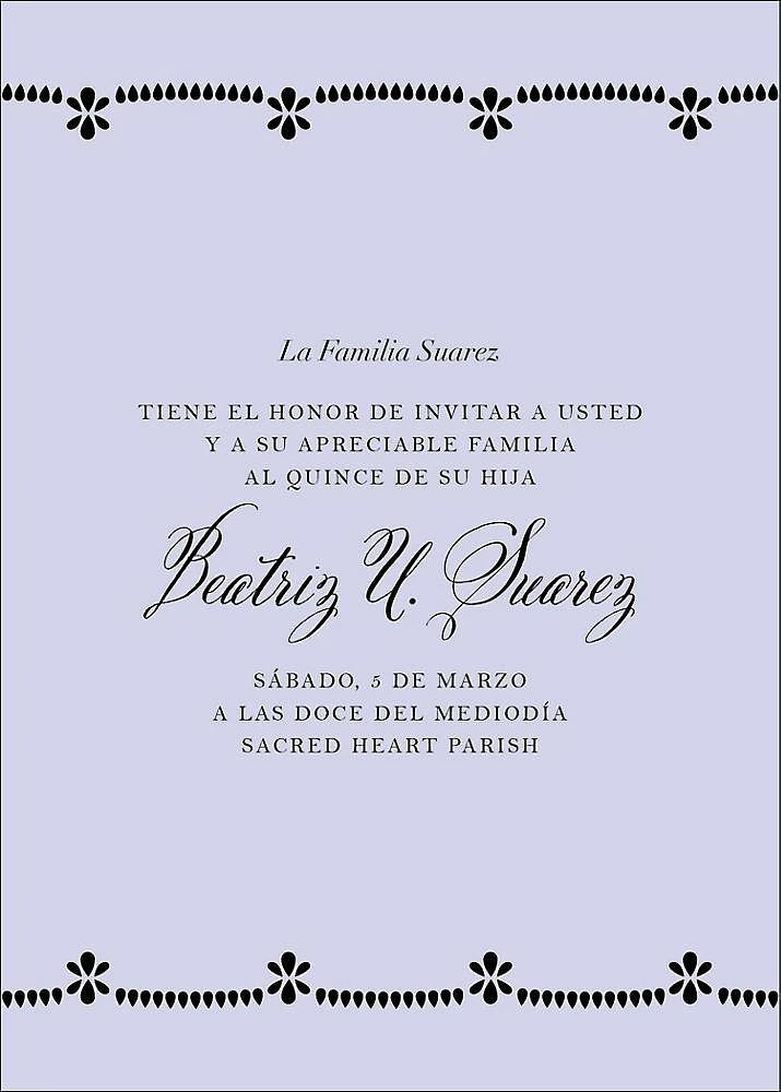 Ornate Occasion Forget Me Not Quinceañera Invitation