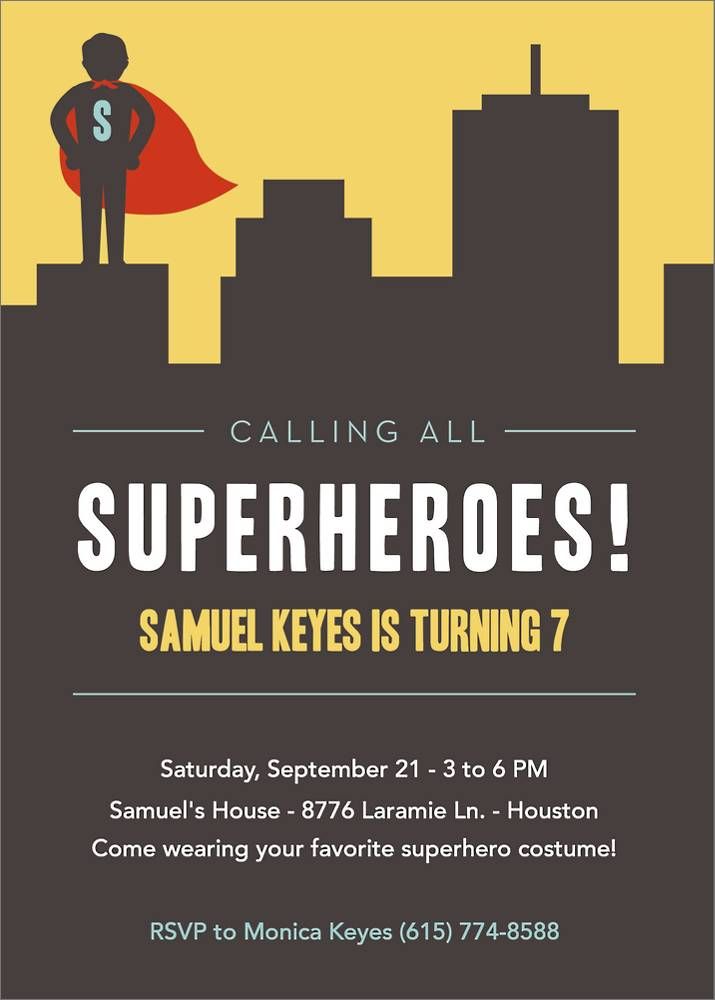 Superhero Birthday Party Invitation