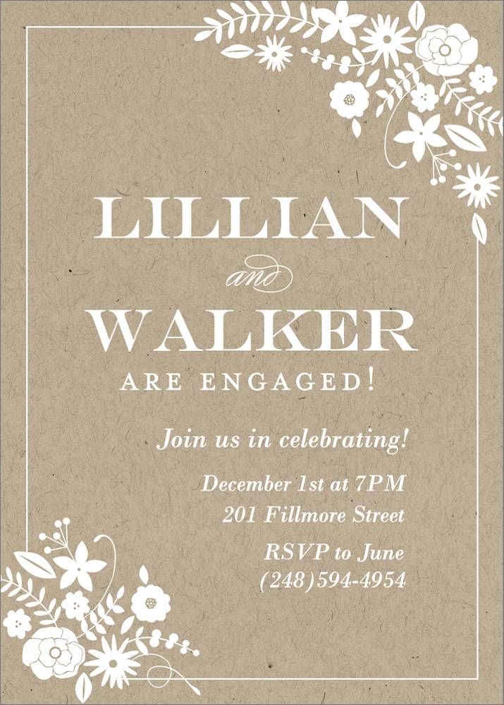 Paper Bag Floral Engagement Party Invitation