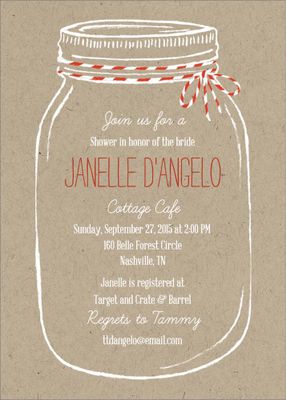 Paper Bag Mason Jar Bridal Shower Invitation