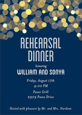 Bokeh Lights Rehearsal Dinner Invitation