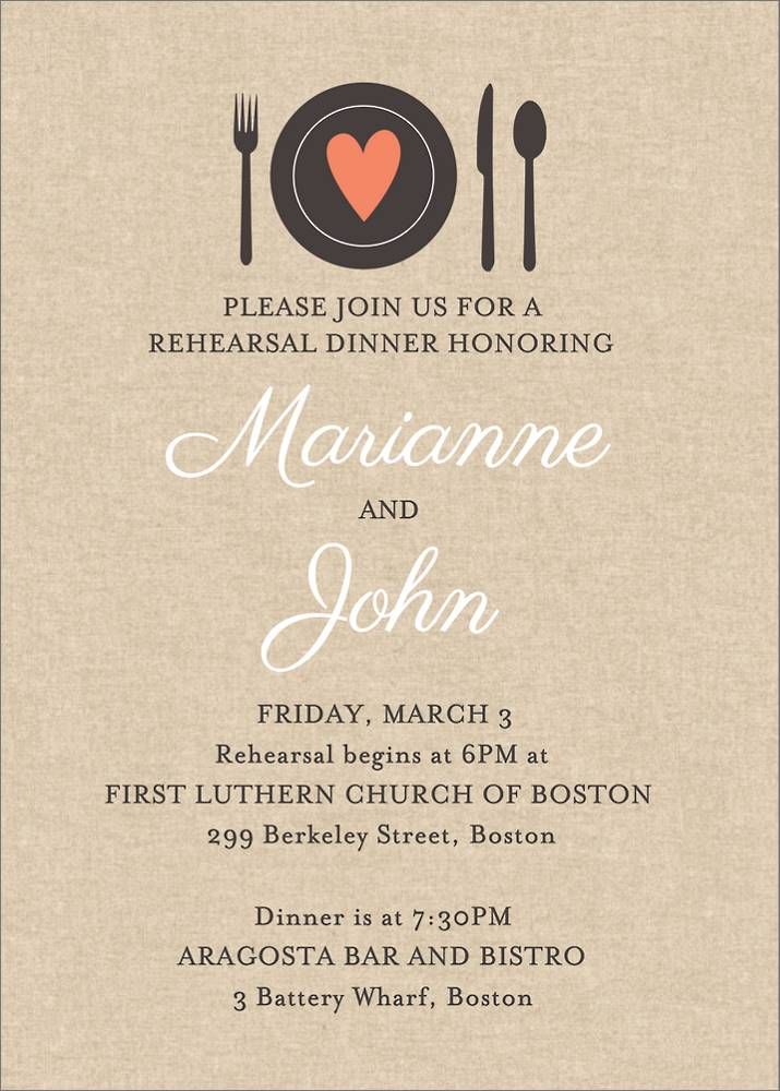 Heart Setting Rehearsal Dinner Invitation