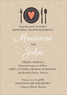 Heart Setting Rehearsal Dinner Invitation