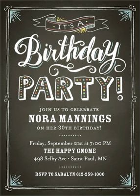 Chalk Birthday Party Invitation