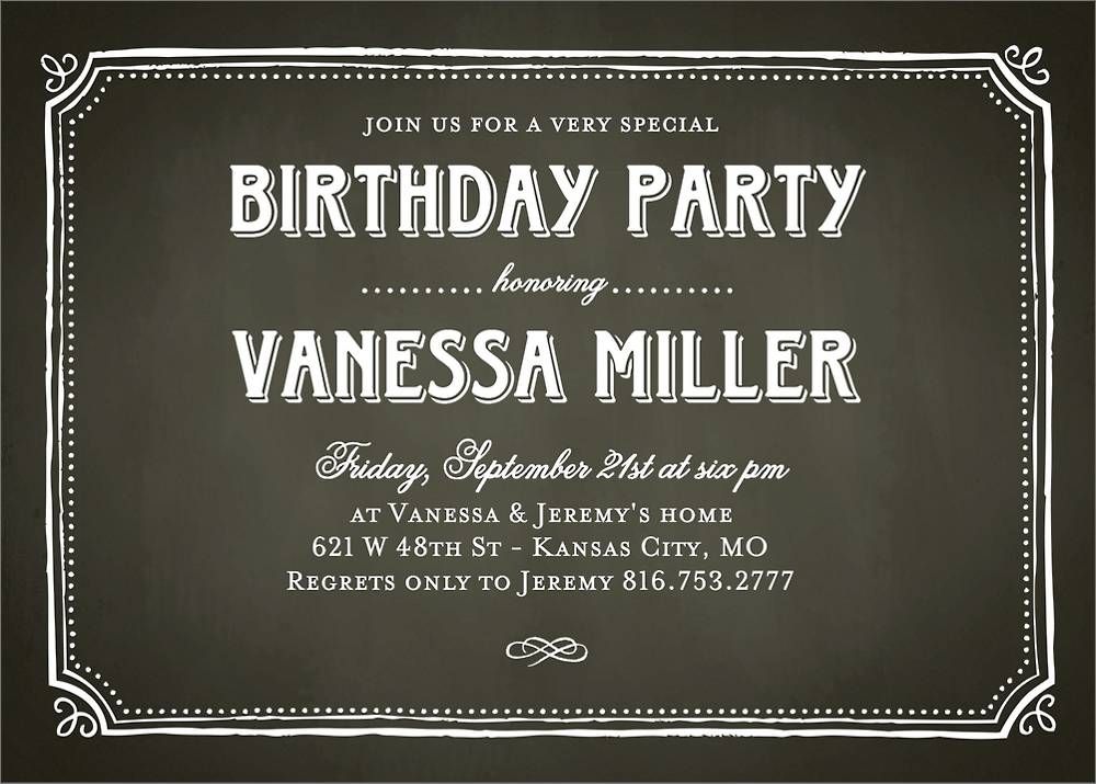 Chalk Border Birthday Party Invitation