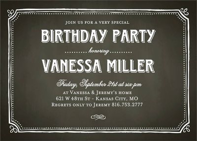 Chalk Border Birthday Party Invitation