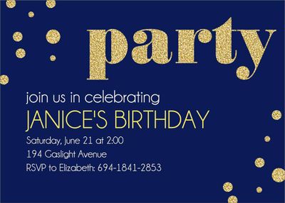 Gold Glitter Confetti Party Invitation