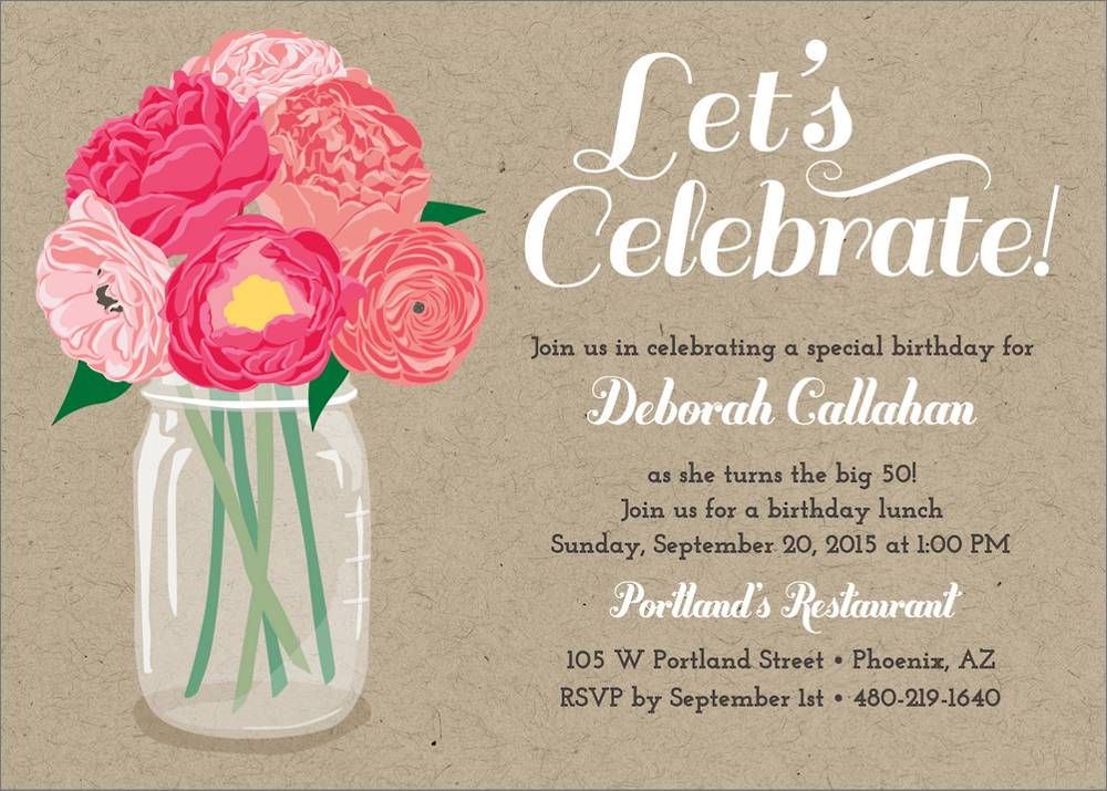 Peony Party Invitation