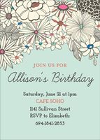 Sketch Flower Birthday Party Invitation