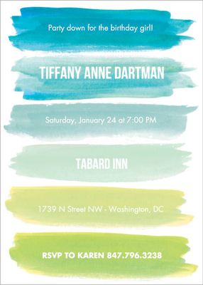 Watercolor Stripes Party Invitation