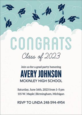 Caps Congrats Graduation Party Invitation