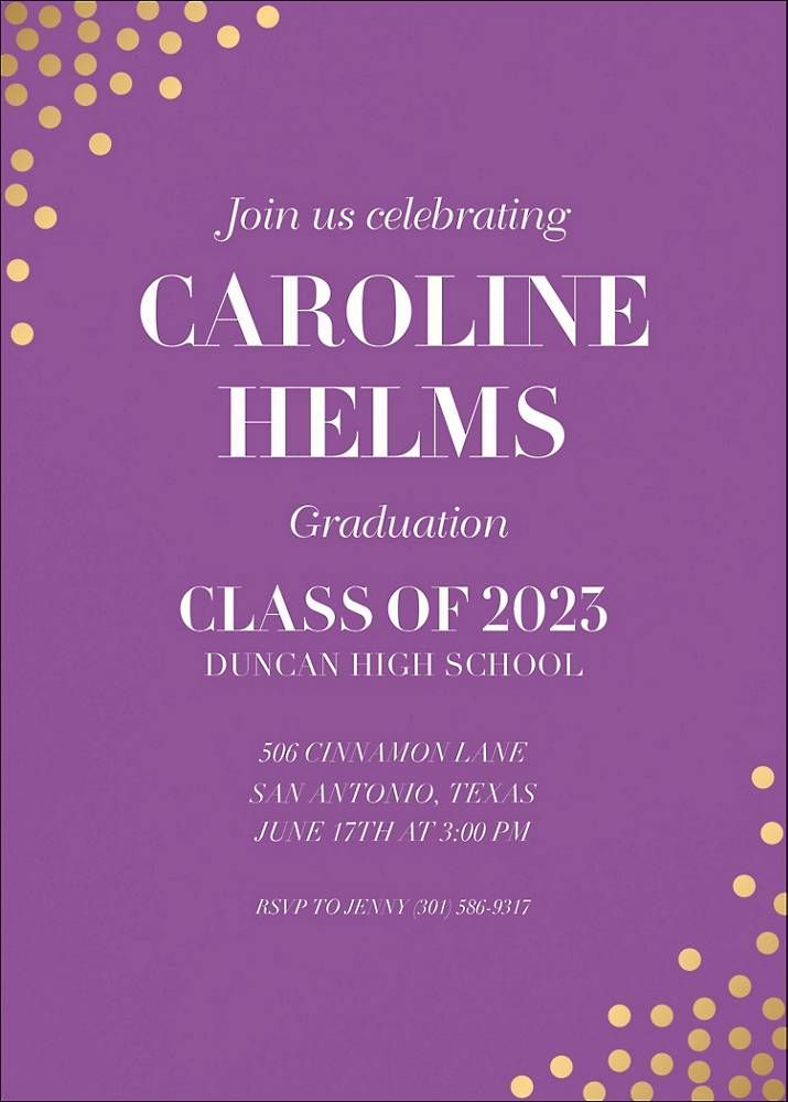 Gold Foil Stamped Confetti Graduation Party Invitation