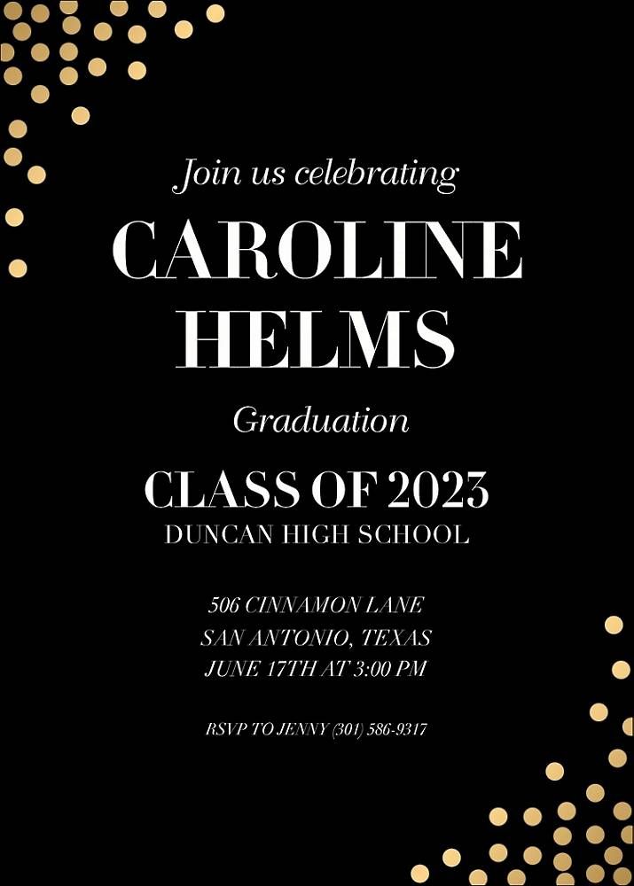 Gold Foil Stamped Confetti Graduation Party Invitation