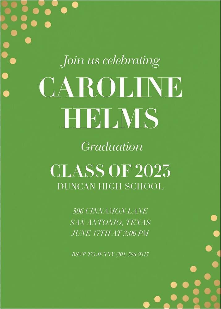 Gold Foil Stamped Confetti Graduation Party Invitation