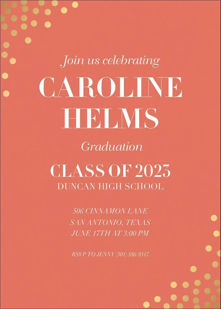 Gold Foil Stamped Confetti Graduation Party Invitation