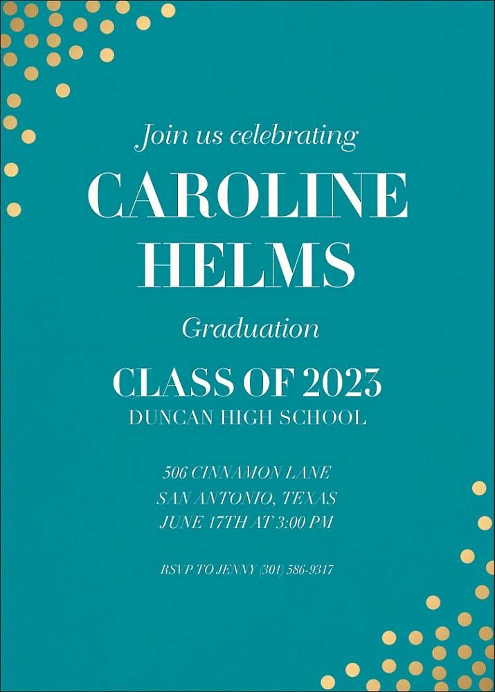 Gold Foil Stamped Confetti Graduation Party Invitation
