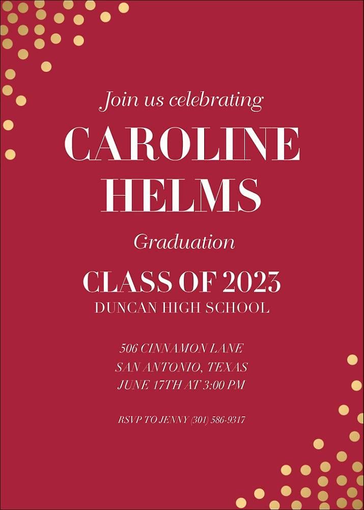 Gold Foil Stamped Confetti Graduation Party Invitation