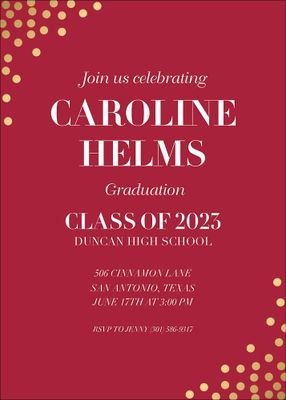 Gold Foil Stamped Confetti Graduation Party Invitation