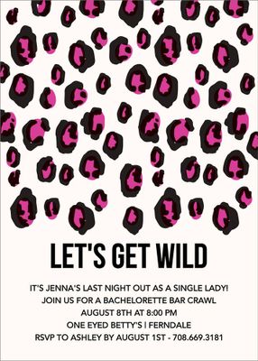 Get Wild Bachelorette Party Invitation