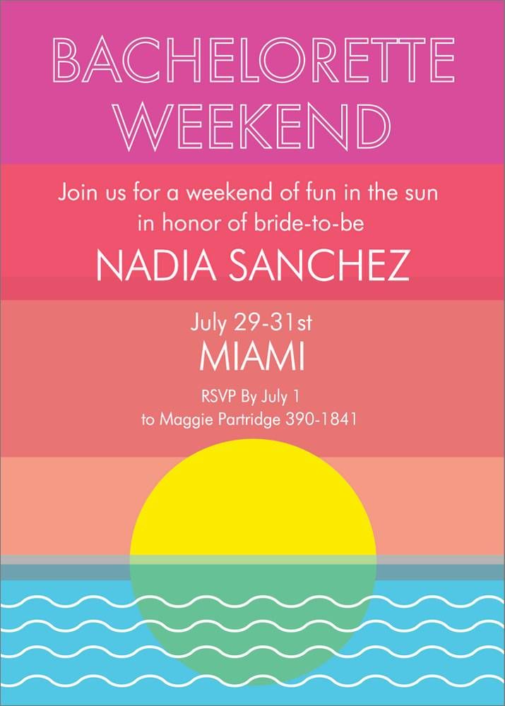 Weekend Sun Bachelorette Party Invitation