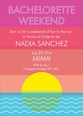 Weekend Sun Bachelorette Party Invitation