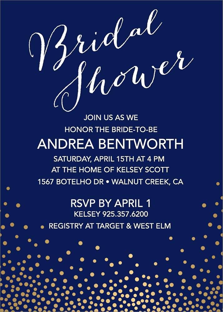 Gold Foil Stamped Champagne Bridal Shower Invitation