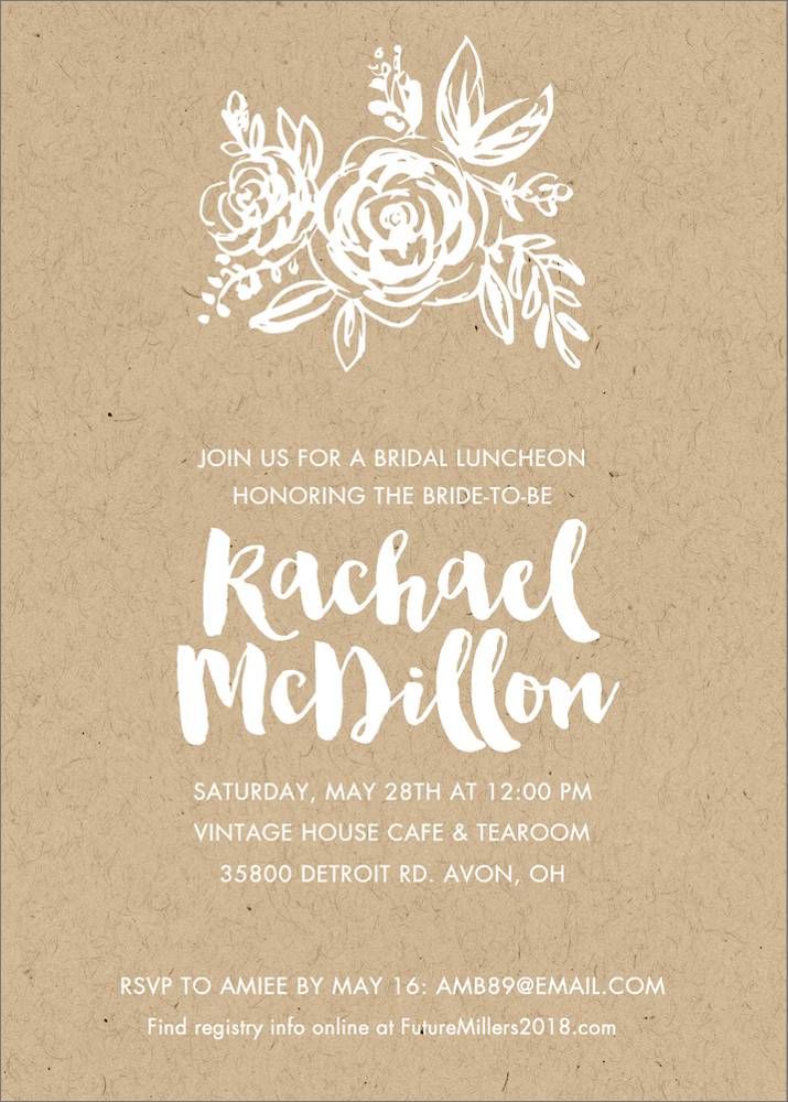 Paper Bag Flowers Bridal Shower Invitation