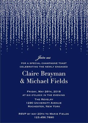 Silver Foil Stamped Chandelier Engagement Party Invitation