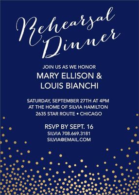 Gold Foil Stamped Champagne Rehearsal Dinner Invitation