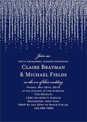 Silver Foil Stamped Chandelier Rehearsal Dinner Invitation