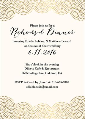 Gold Foil Stamped Scallop Dots Rehearsal Dinner Invitation