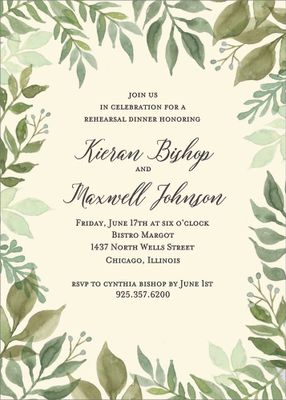 Watercolor Garden Rehearsal Dinner Invitation