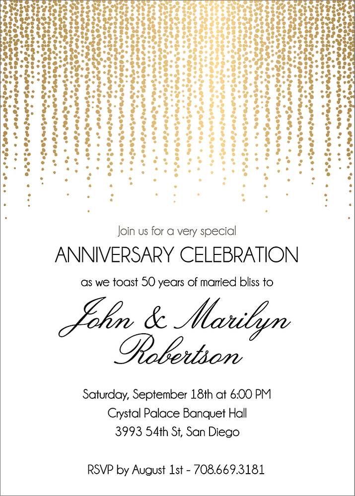 Foil Stamped Chandelier Anniversary Party Invitation