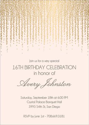 Gold Foil Stamped Chandelier Birthday Party Invitation