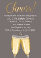 Gold Foil Stamped Cheers Script Anniversary Party Invitation