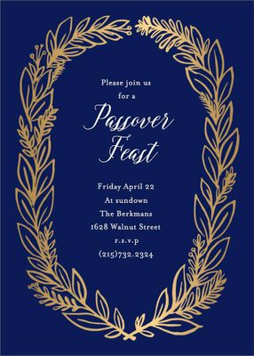 Gold Foil Stamped Le Jardin Passover Party Invitation